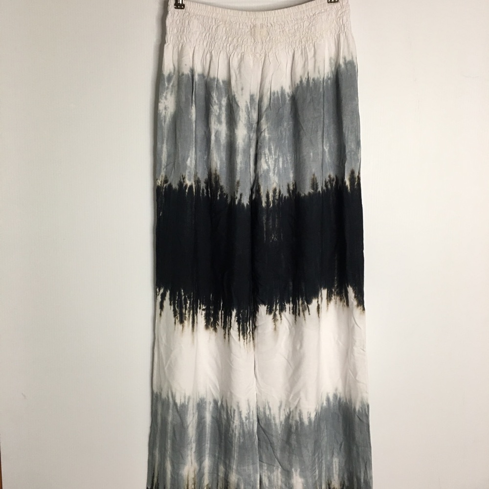 Tie-Dye Wide Leg Pants - Black & Gray - Picture 5 of 11